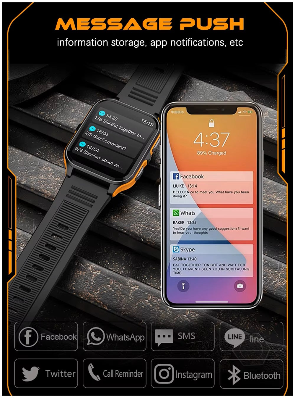 Smartwatch Deportivo Outdoor Llamadas Bluetooth, Actividad y Bienestar