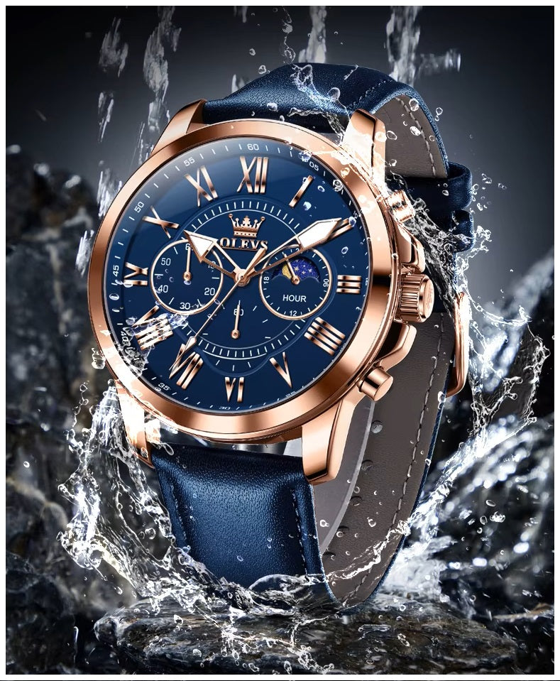 Reloj para Hombre Fase Lunar Estilo Elegante y Deportivo