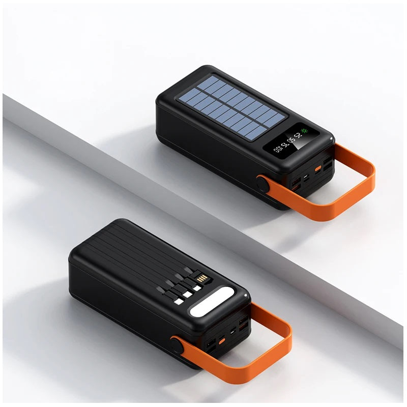 Power Bank Solar 40000mAh Cables Integrados Luz LED