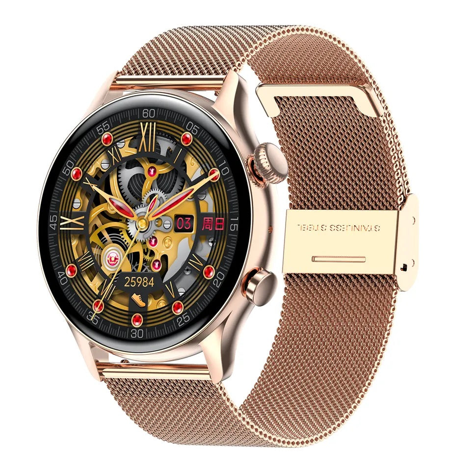 Smartwatch Bluetooth Mujer Pantalla AMOLED Correa Metálica