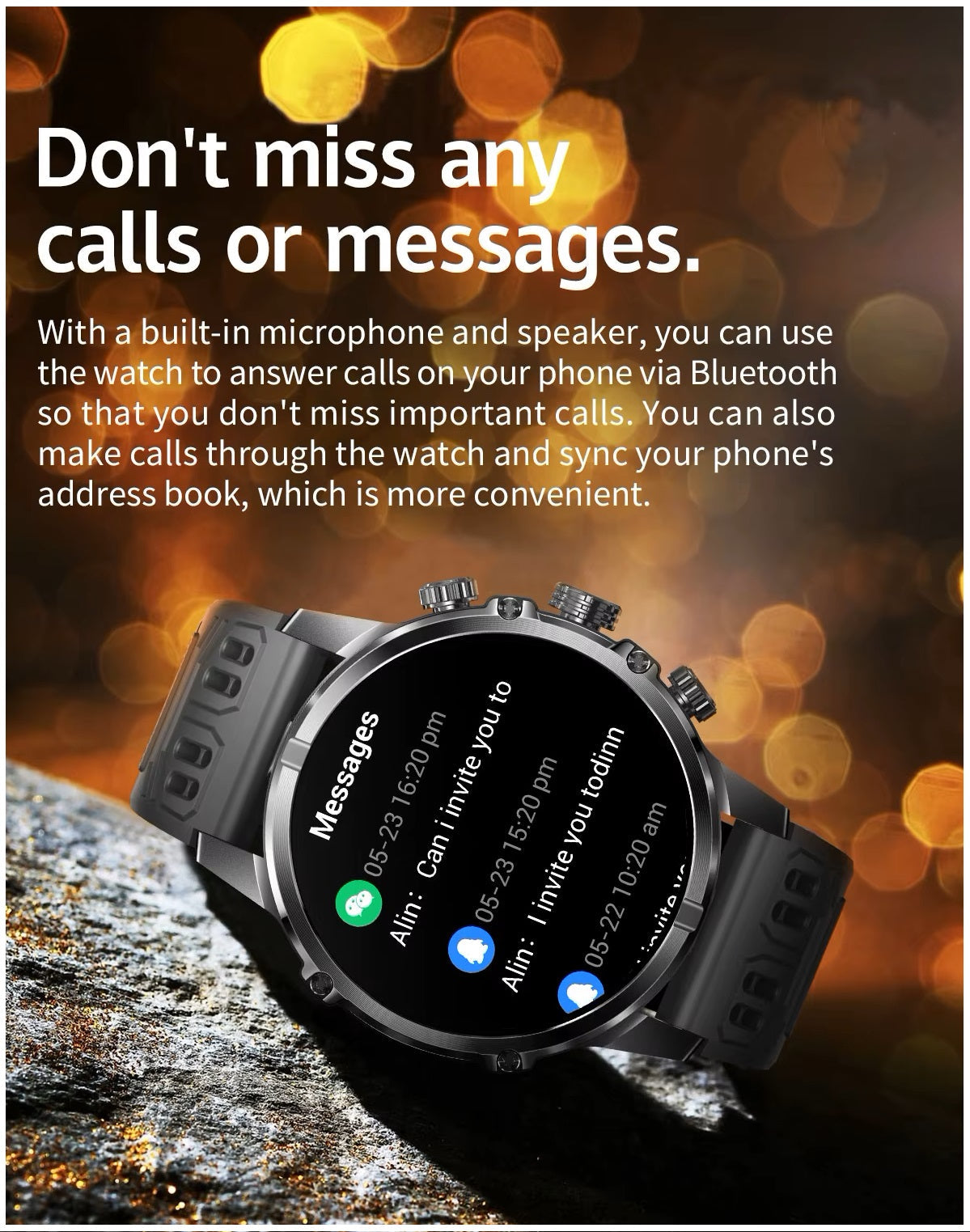 Smartwatch Deportivo Táctico AMOLED 1.75” IP67, 600mAh, Bluetooth HD