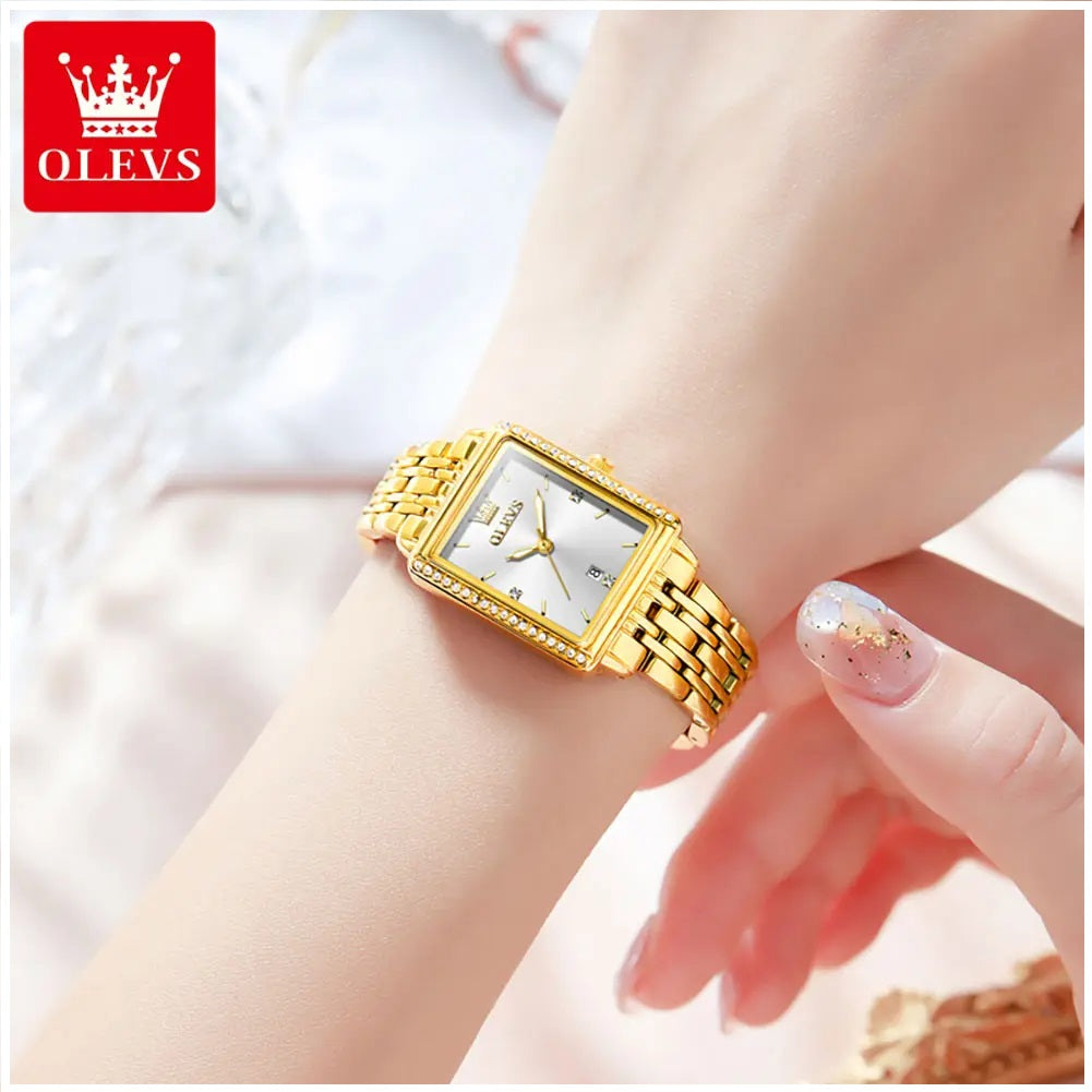 Reloj de Mujer Elegante Rectangular de Acero Inoxidable con Cuarzo