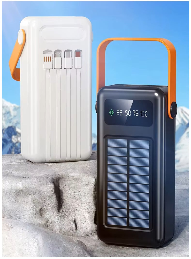 Power Bank Solar 40000mAh Cables Integrados Luz LED