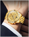 Reloj para Hombre Clásico de Lujo Acero Inoxidable Dorado