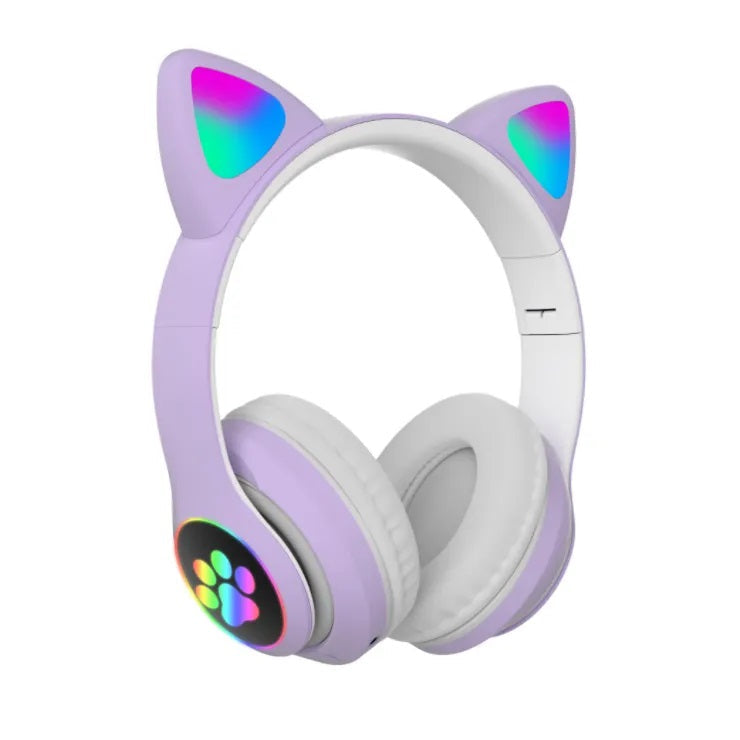 Audífonos RGB Orejas de Gato Bluetooth 5.0 – Fucsia