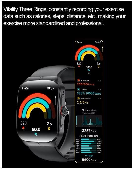 Smartwatch HK80 Pantalla AMOLED 1.95 pulgadas, IP68 Bienestar Deporte