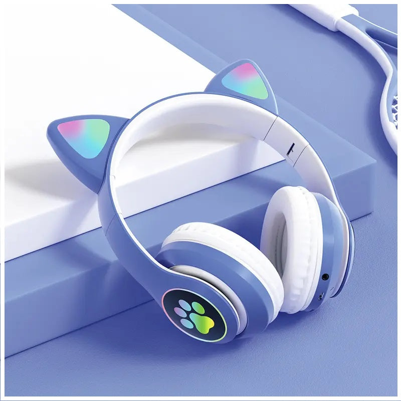 Audífonos RGB Orejas de Gato Bluetooth 5.0 – Morado