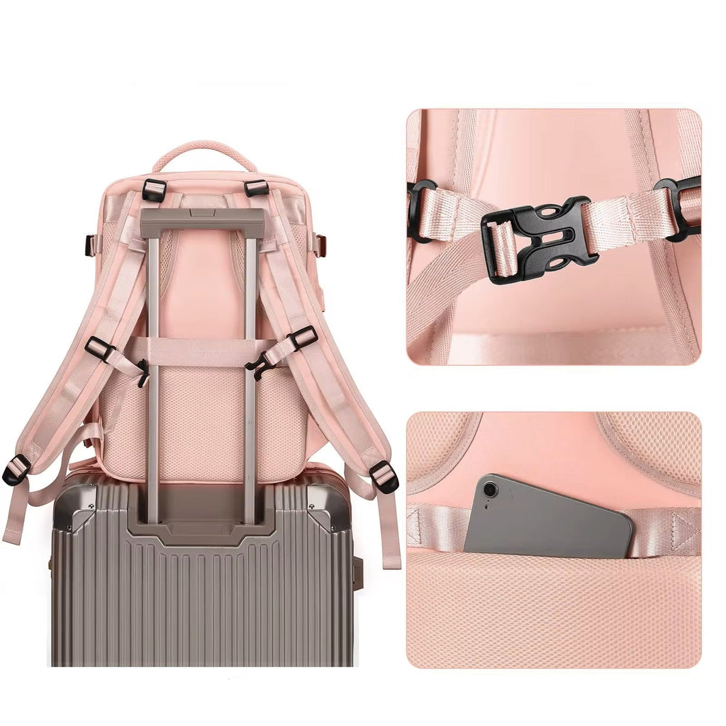Mochila Femenina Resistente al Agua de Gran Capacidad con Puerto USB