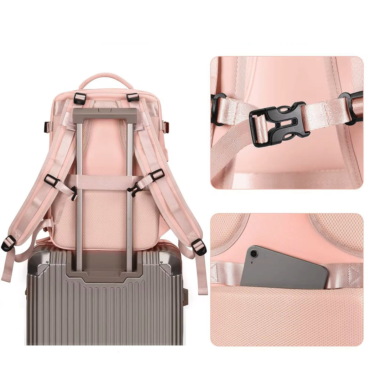Mochila Femenina Resistente al Agua de Gran Capacidad con Puerto USB