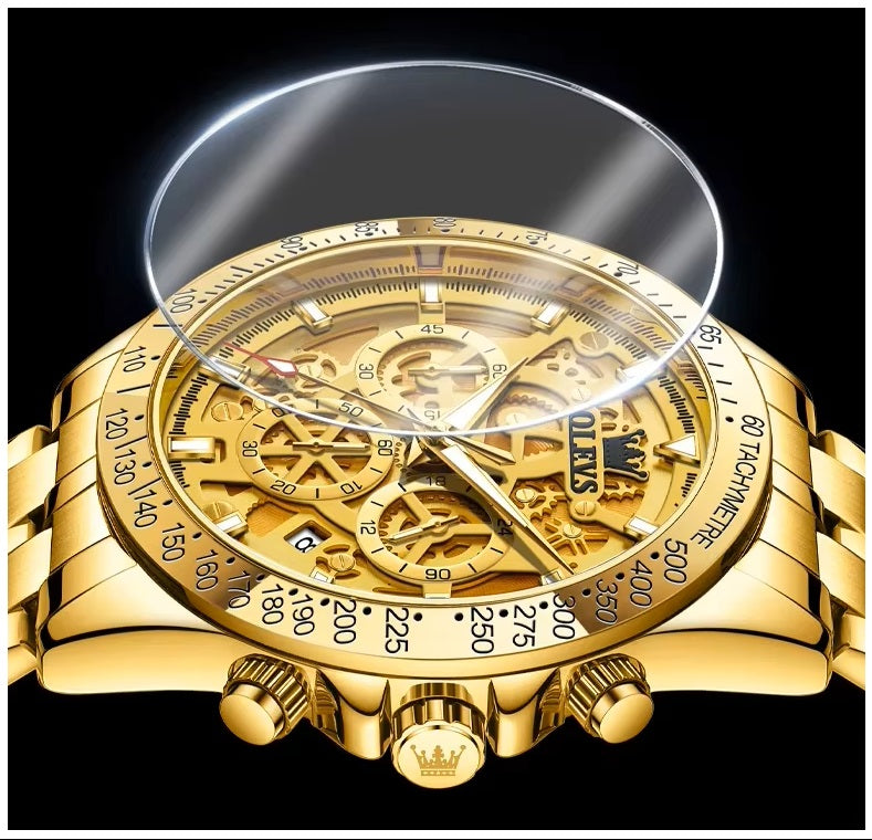 Reloj para Hombre Clásico de Lujo Acero Inoxidable Dorado