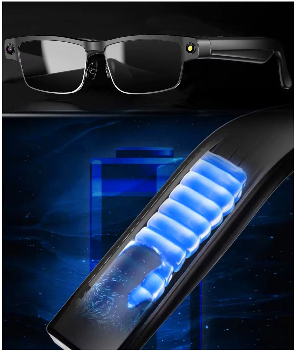 Gafas Inteligentes Cámara HD 8MP, Grabación 1200P, Traducción AI, WiFi