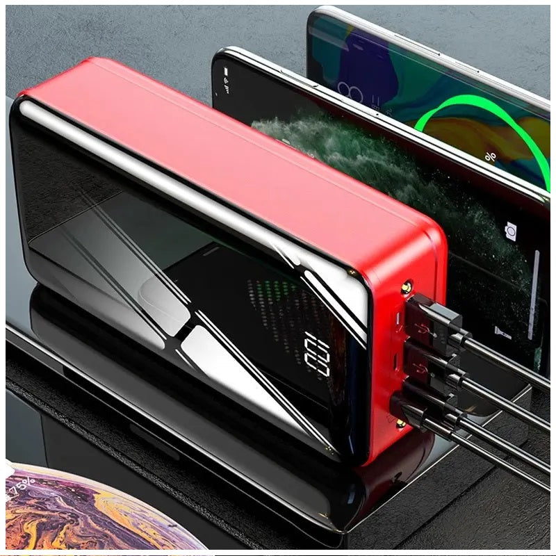 Power Bank 50000mAh 3 USB Tipo C Lightning linterna Rojo