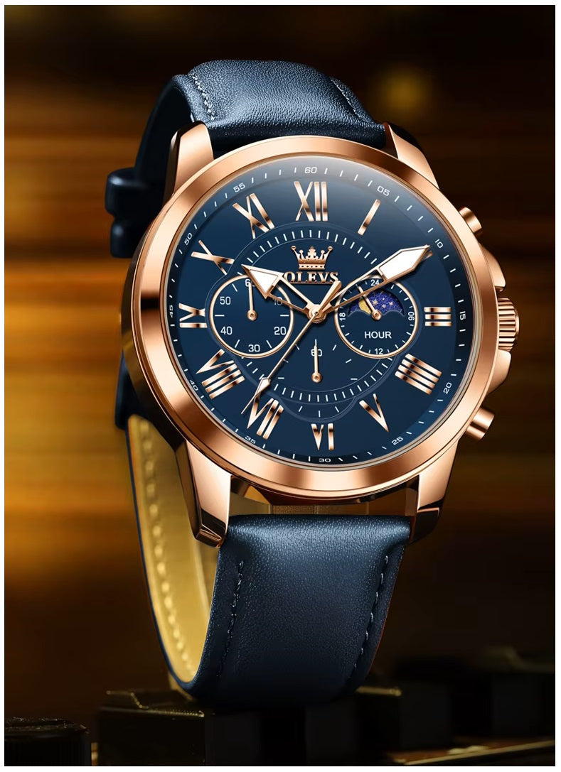 Reloj para Hombre Fase Lunar Estilo Elegante y Deportivo