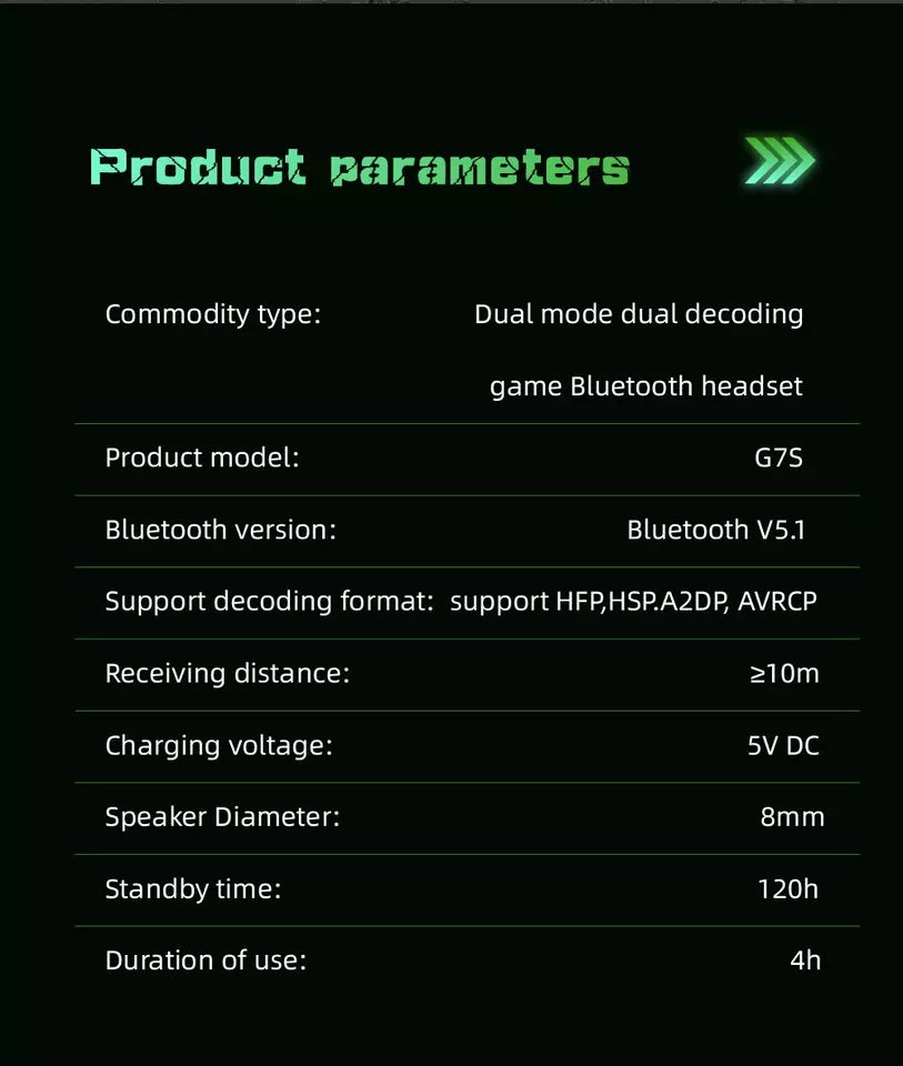 Audífonos Bluetooth Gamer G7S V.5.1