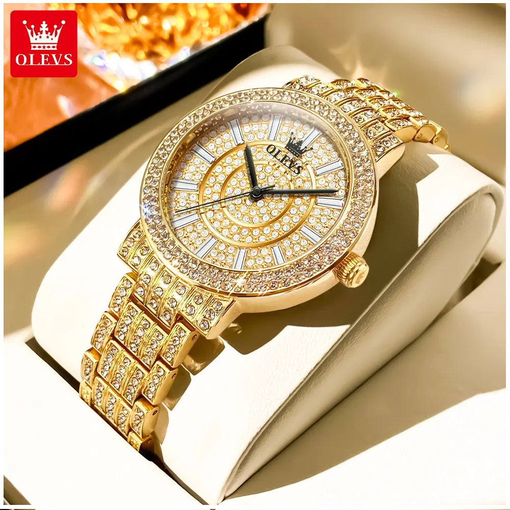 Reloj Dorado para Mujer Cuarzo, Cristales y Acabado Metálico