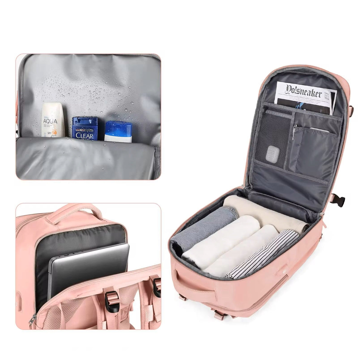 Mochila Femenina Resistente al Agua de Gran Capacidad con Puerto USB