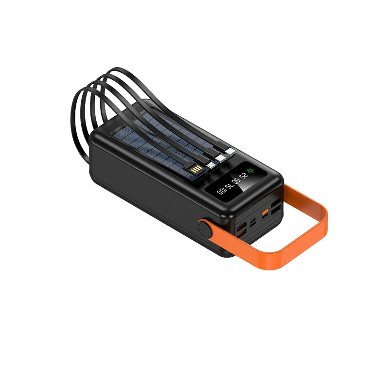 Power Bank Solar 40000mAh Cables Integrados Luz LED