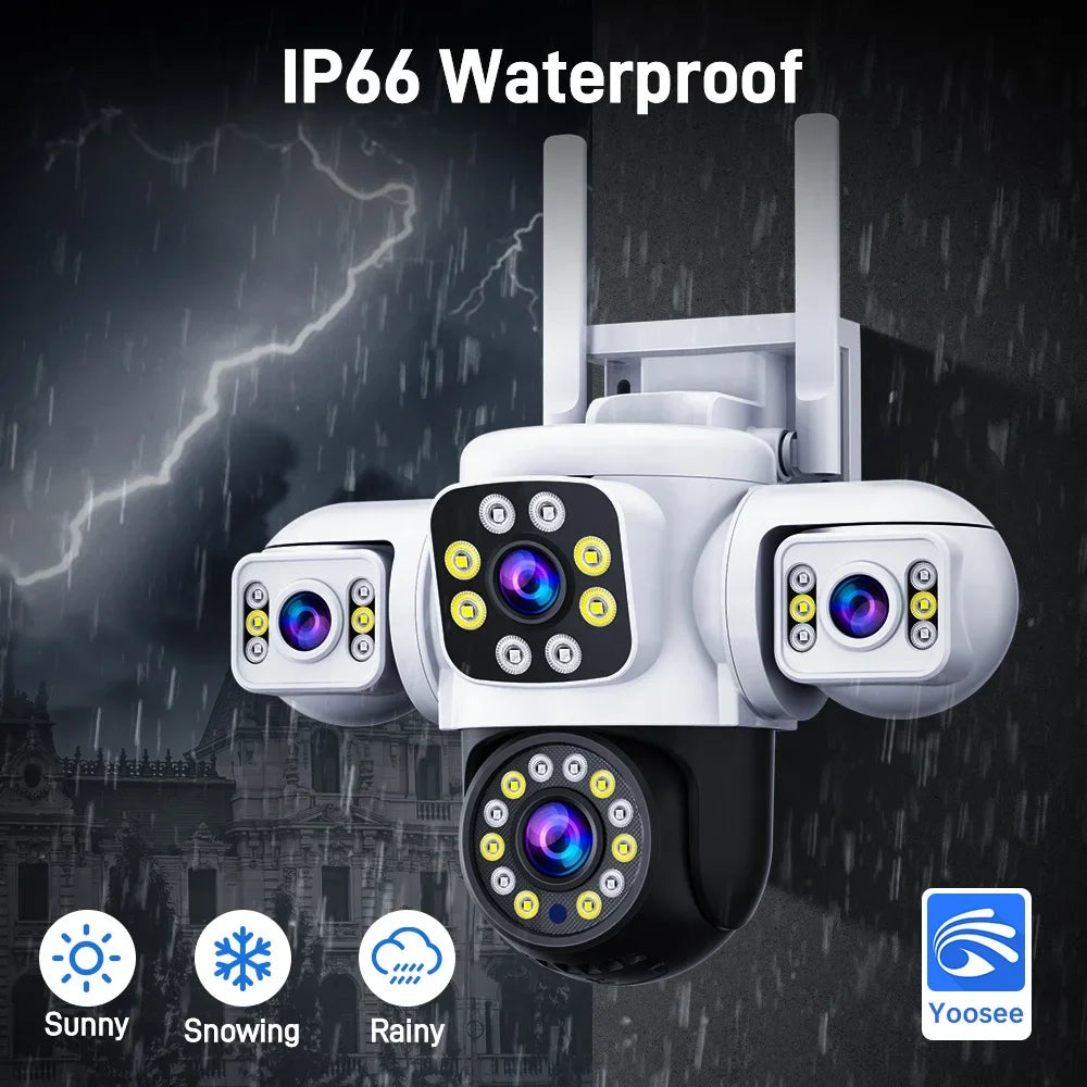 Cámara WiFi Exterior 12MP Triple Lente y Visión Nocturna