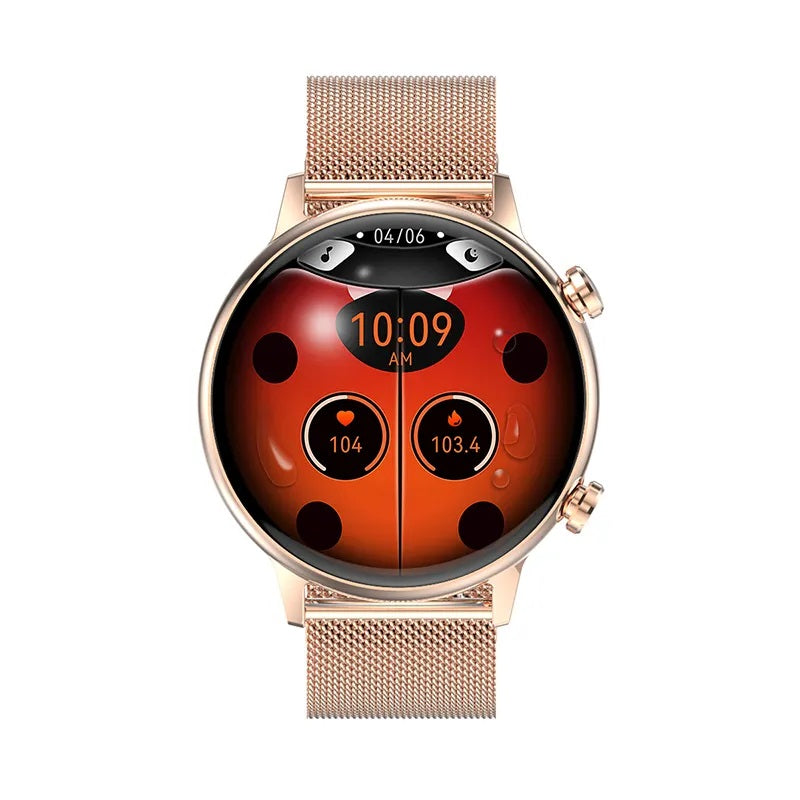 Smartwatch Bluetooth Mujer Pantalla AMOLED Correa Metálica