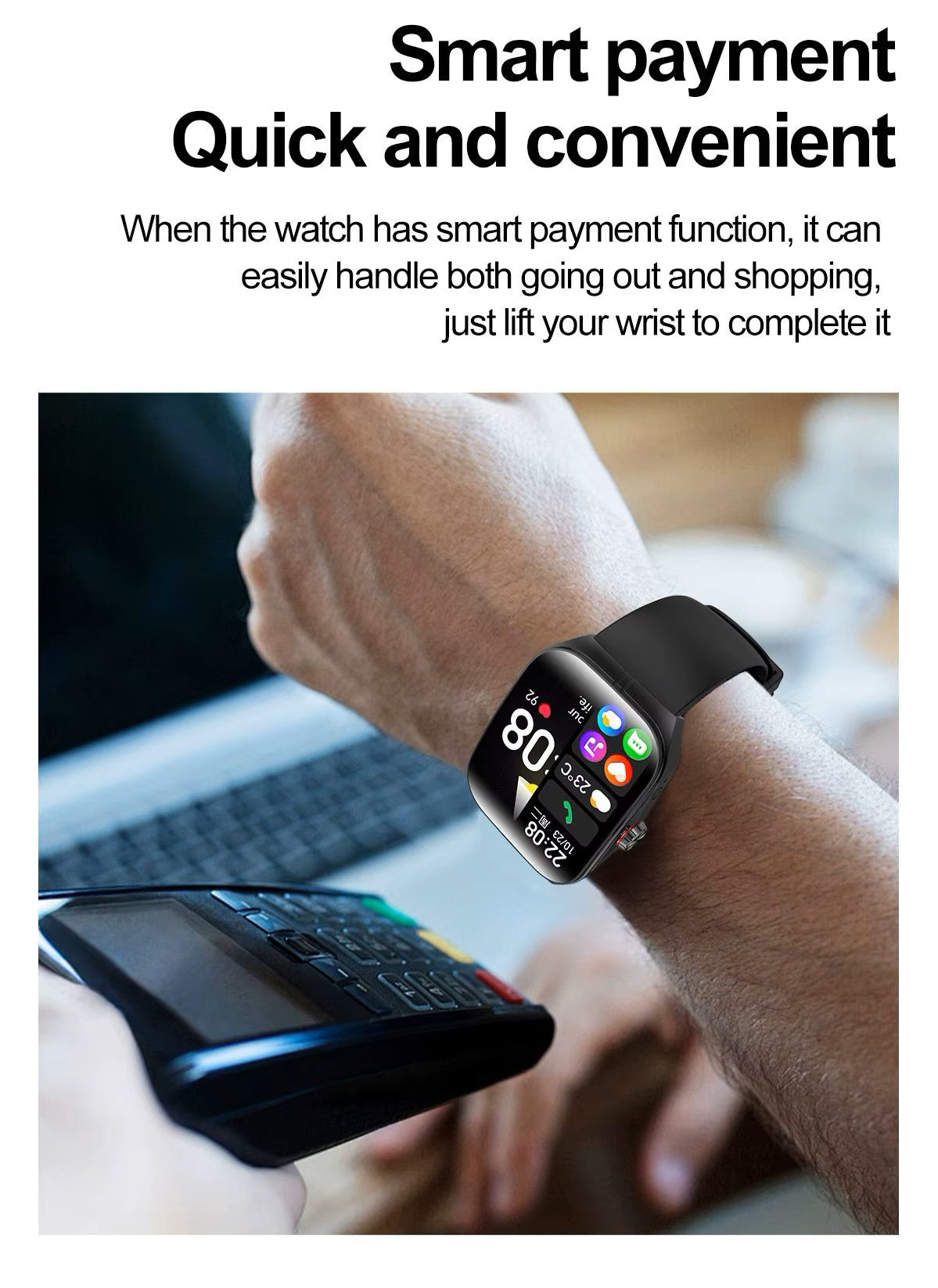 Smartwatch HK80 Pantalla AMOLED 1.95 pulgadas, IP68 Bienestar Deporte