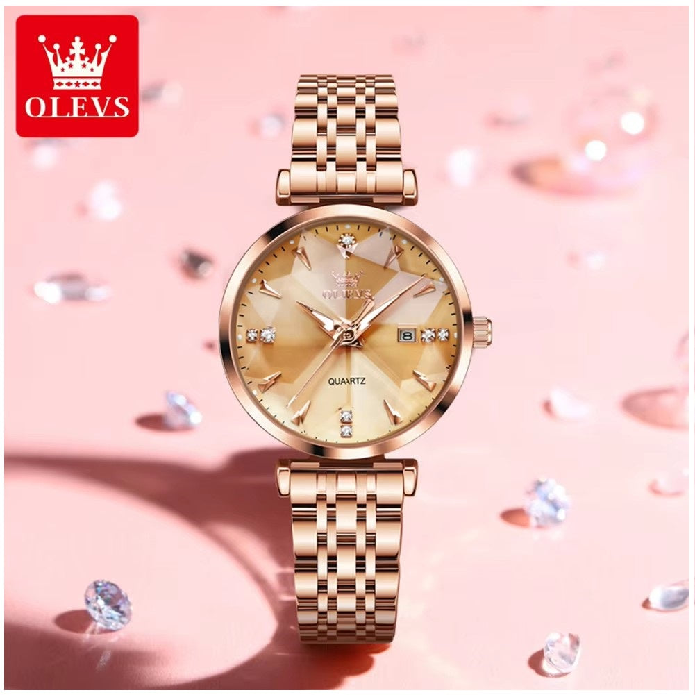 Reloj Cuarzo Mujer Esfera Esmeralda, Cristales y Correa de Acero