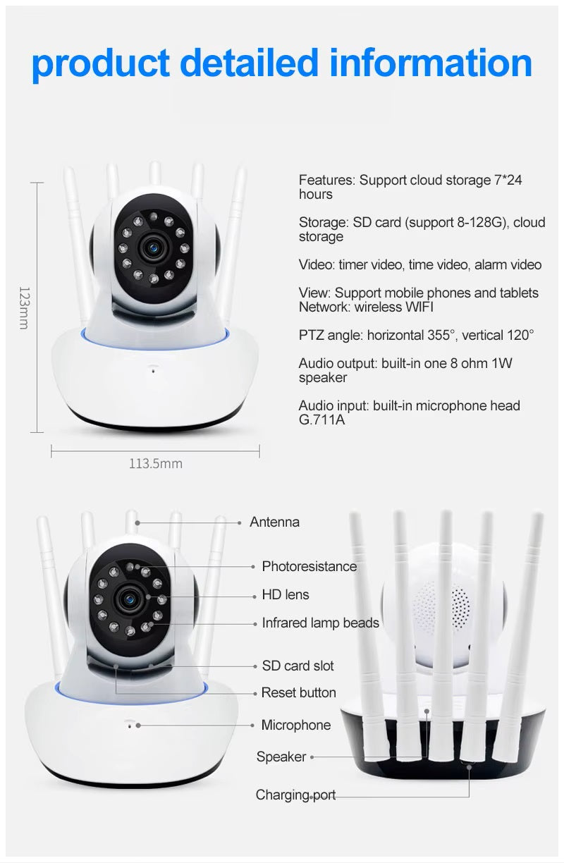 Cámara Inteligente A1 Rotación 360° Full HD 1080P y Visión Nocturna