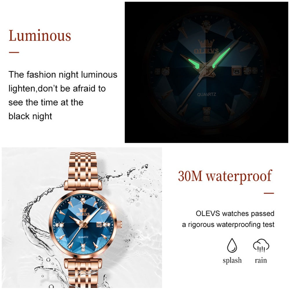 Reloj Cuarzo Mujer Esfera Esmeralda, Cristales y Correa de Acero