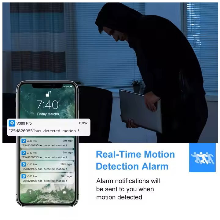 Cámara Inteligente Rotación 360° Detección Movimiento – Diseño B