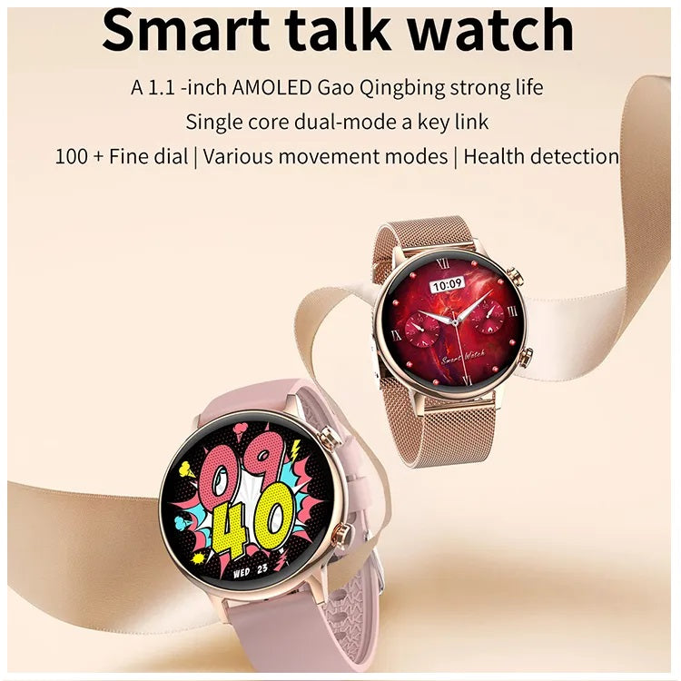 Smartwatch Bluetooth Mujer Pantalla AMOLED Correa Metálica