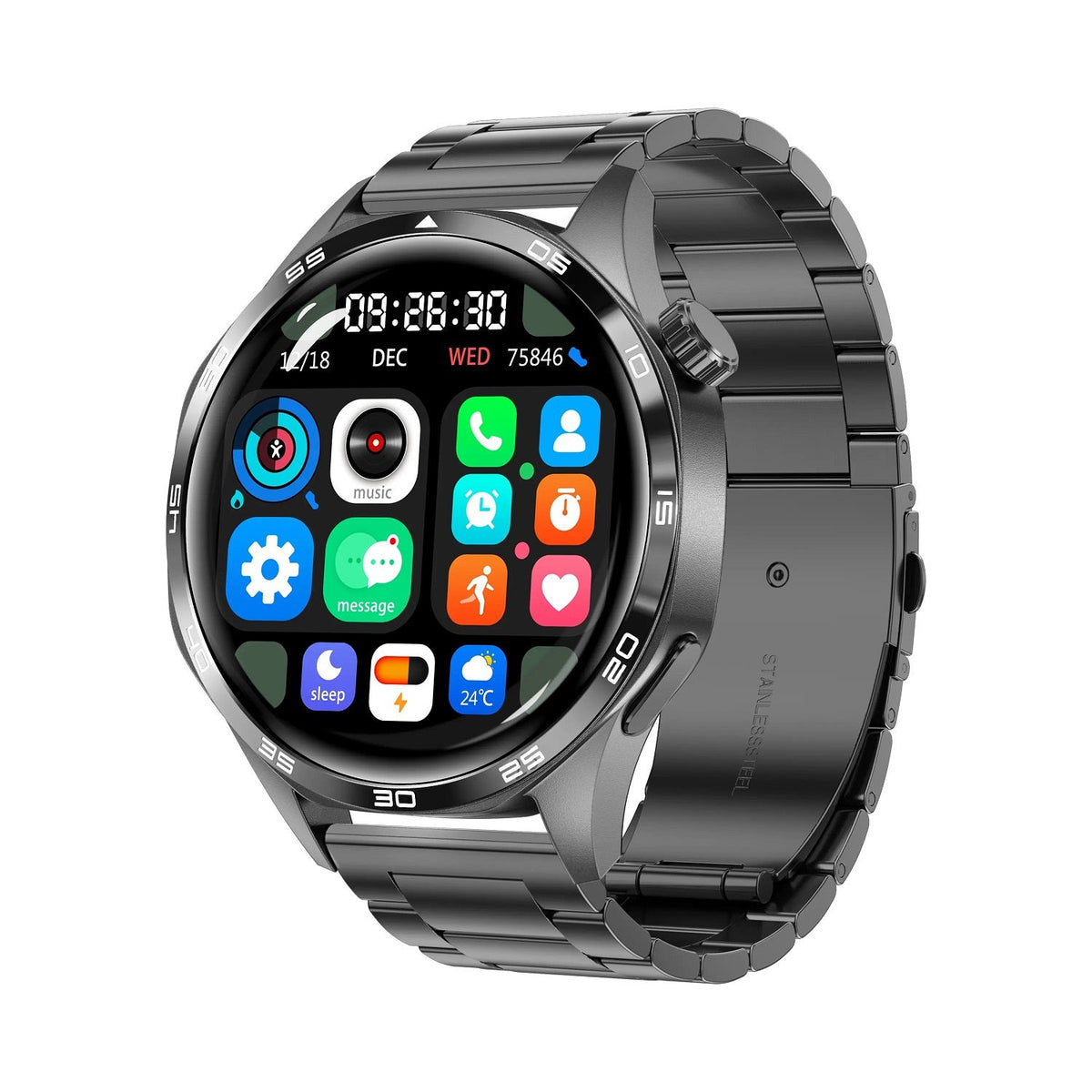 Smartwatch GT5 Pro con Correas Metálica y Silicona, Bienestar 24/7