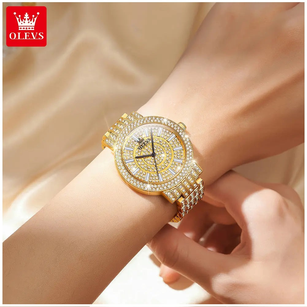 Reloj Dorado para Mujer Cuarzo, Cristales y Acabado Metálico