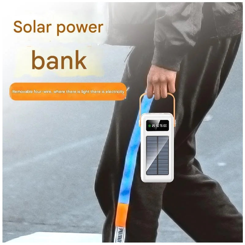 Power Bank Solar 40000mAh Cables Integrados Luz LED