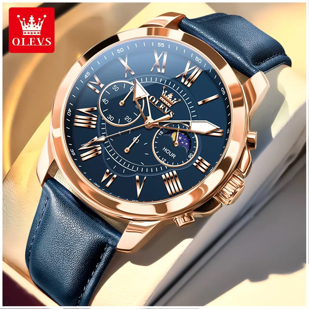 Reloj para Hombre Fase Lunar Estilo Elegante y Deportivo