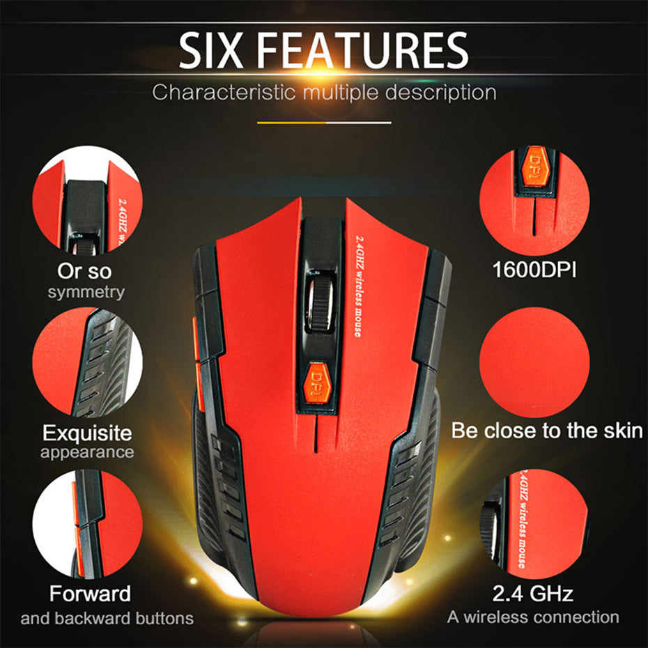Mouse Gamer 1600 DPI Bluetooth 2.4 GHz para Windows y Mac – Diseño A