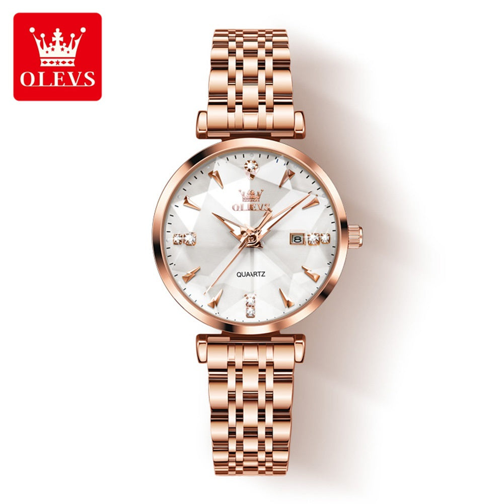 Reloj Cuarzo Mujer Esfera Esmeralda, Cristales y Correa de Acero