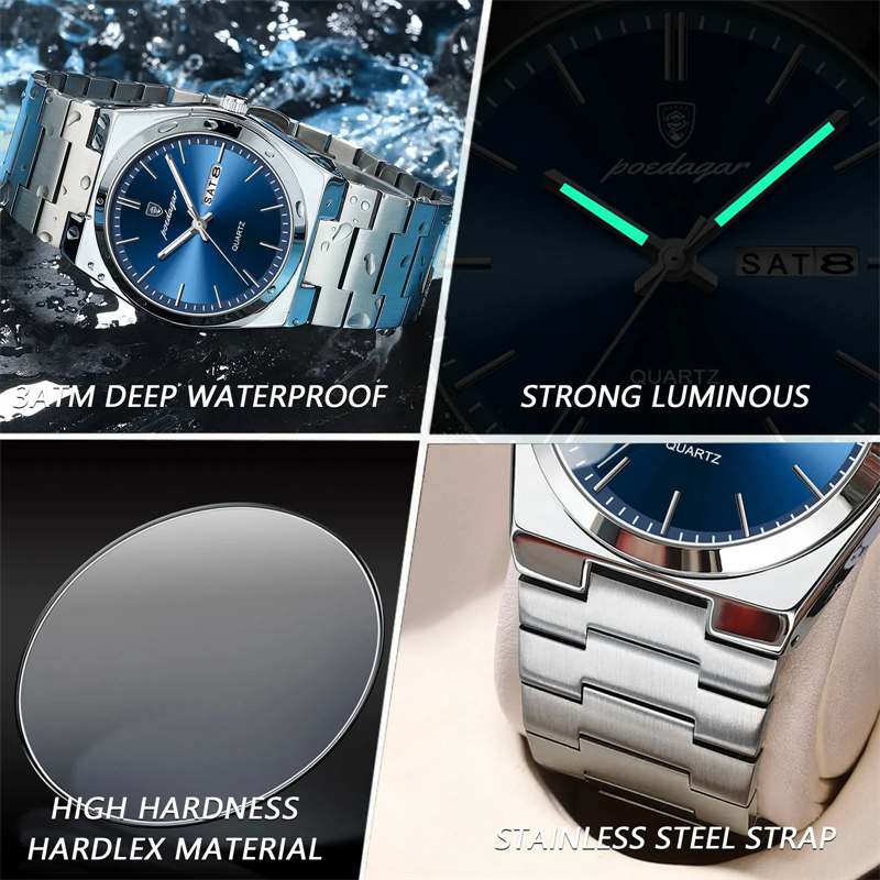 Reloj Hombre 40 mm Redondo Cuarzo Día Fecha Hardlex 3 ATM - imagen 6