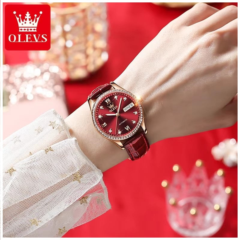 Reloj Automático Elegante para Mujer con Correa de Cuero
