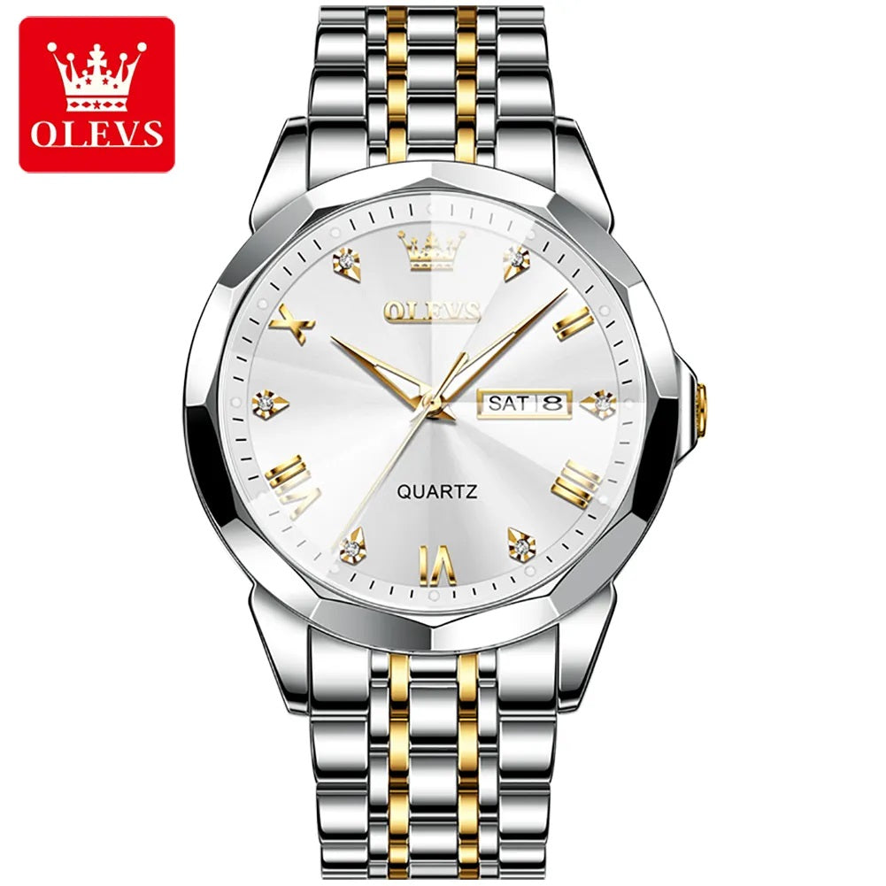 Reloj Hombre de Lujo Correa Bimetálica de Acero Inoxidable