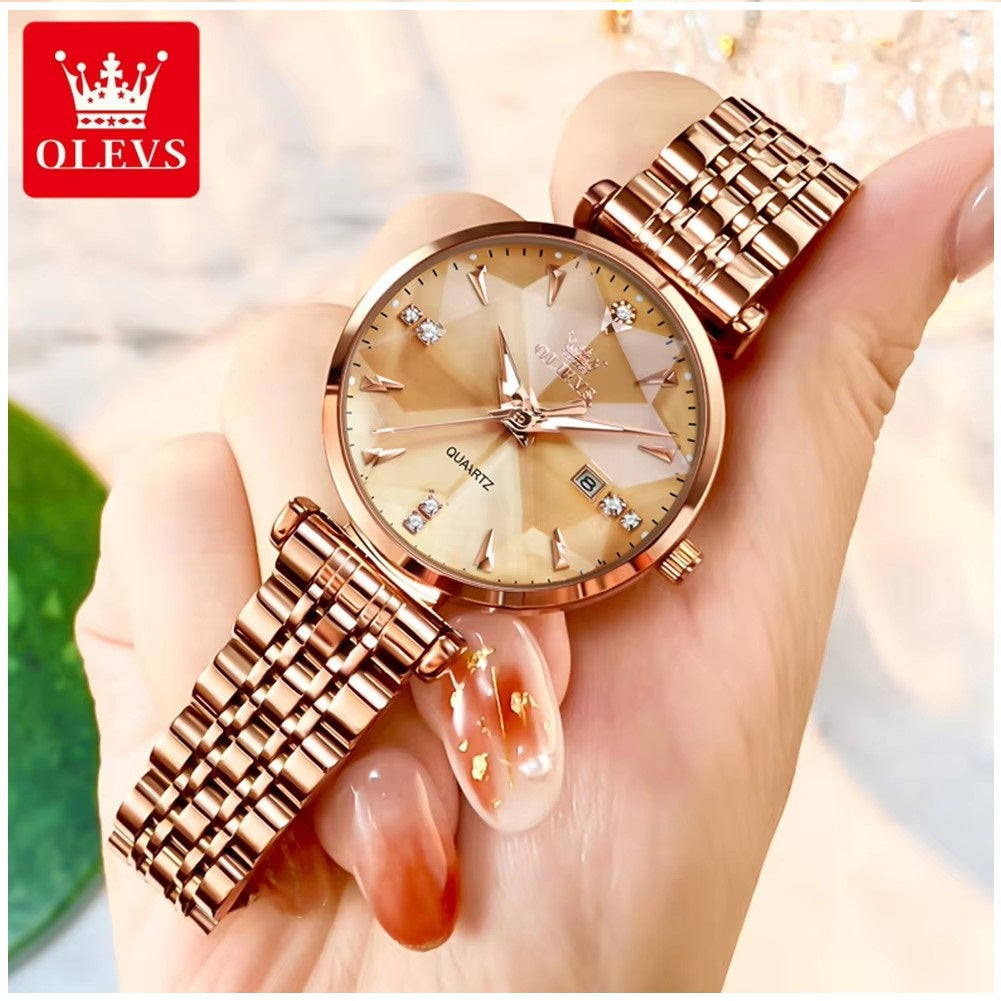 Reloj Cuarzo Mujer Esfera Esmeralda, Cristales y Correa de Acero