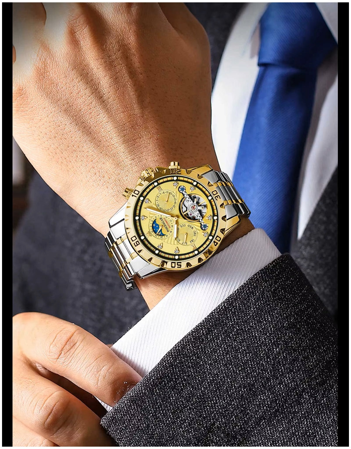 Reloj Automático para Hombre con Esfera de Visualización Completa