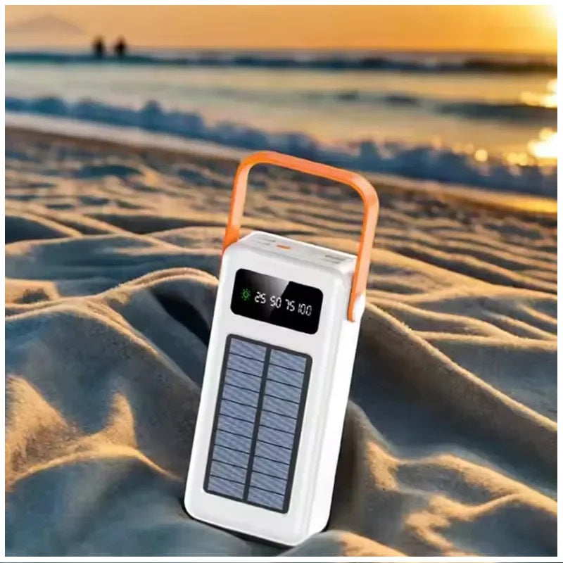 Power Bank Solar 40000mAh Cables Integrados Luz LED