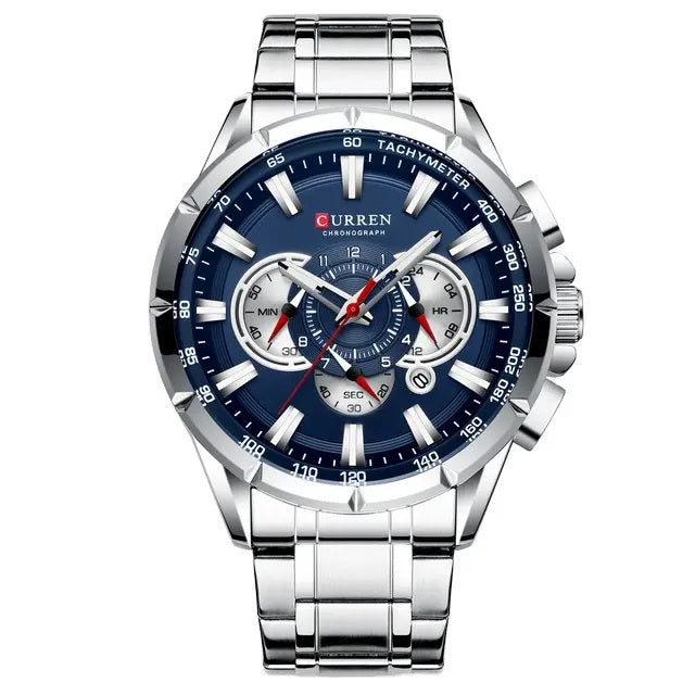 Reloj Hombre Curren Acero Inoxidable Cuarzo Cronógrafo Diseño Elegante