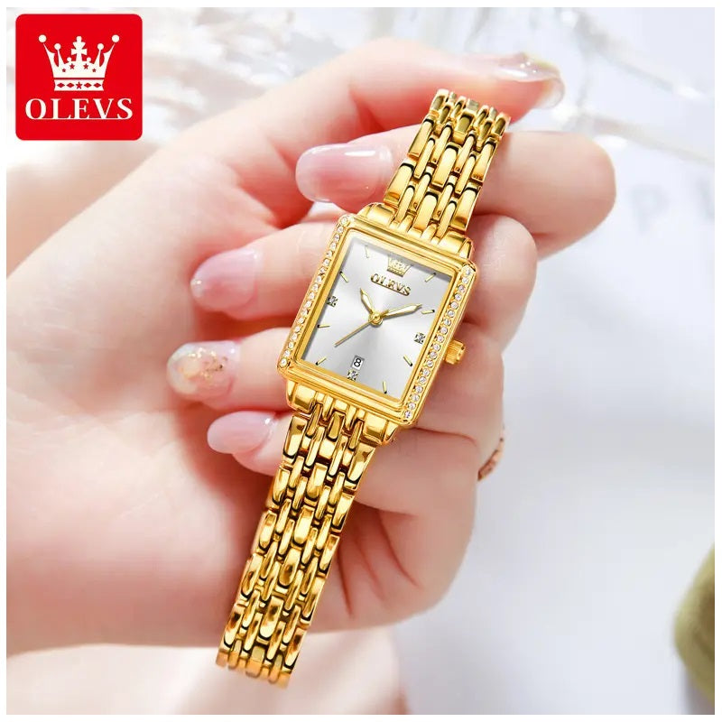 Reloj de Mujer Elegante Rectangular de Acero Inoxidable con Cuarzo