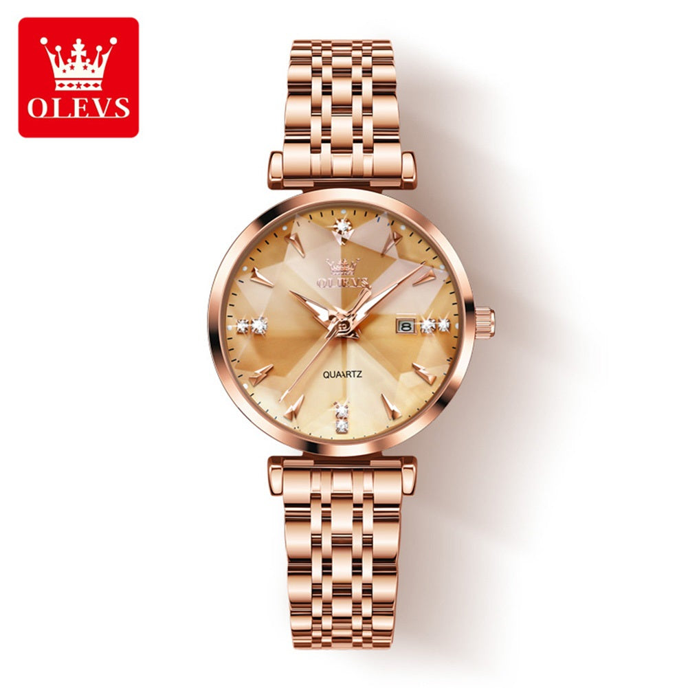 Reloj Cuarzo Mujer Esfera Esmeralda, Cristales y Correa de Acero