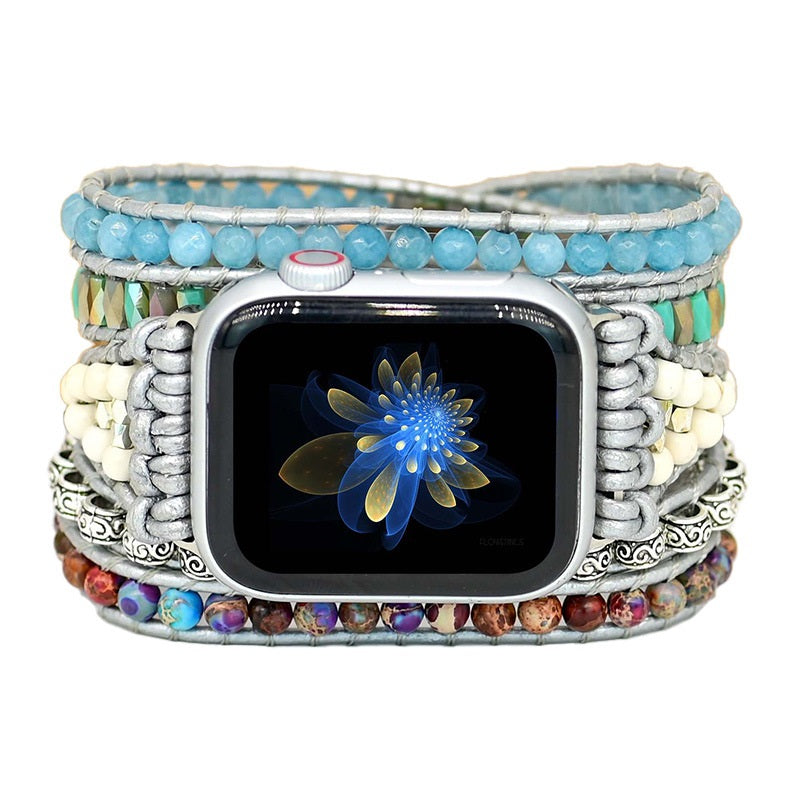 Correa Boho Trenzada para Apple Watch 42/44mm con Piedras Naturales