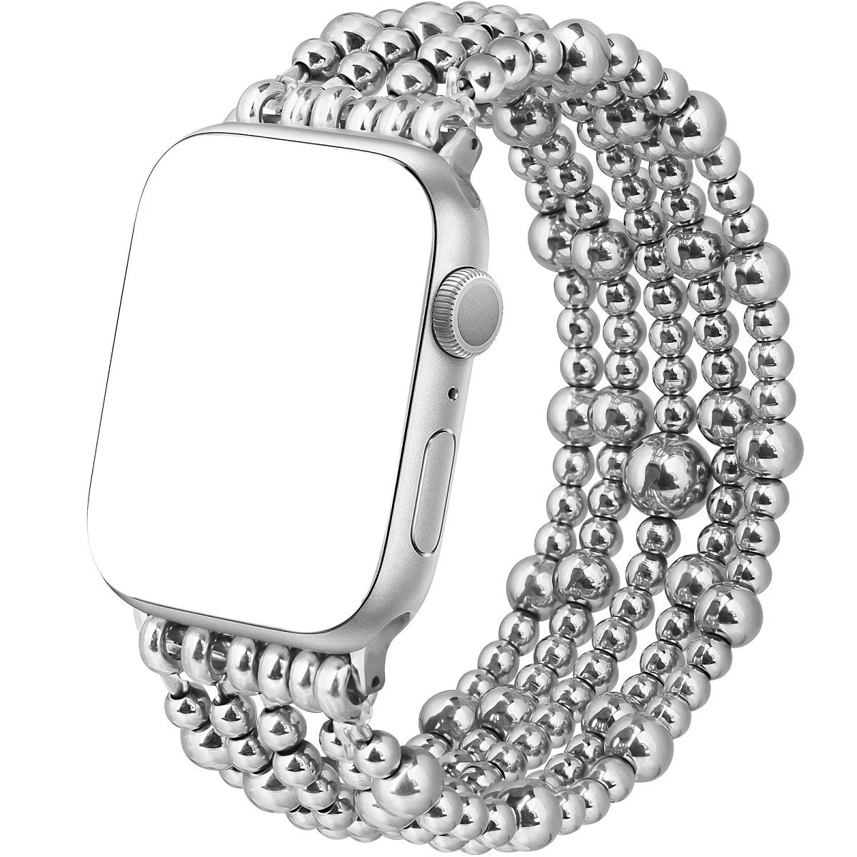 Correa Silver Beaded para Apple Watch 42/44 mm, Diseño Elegante