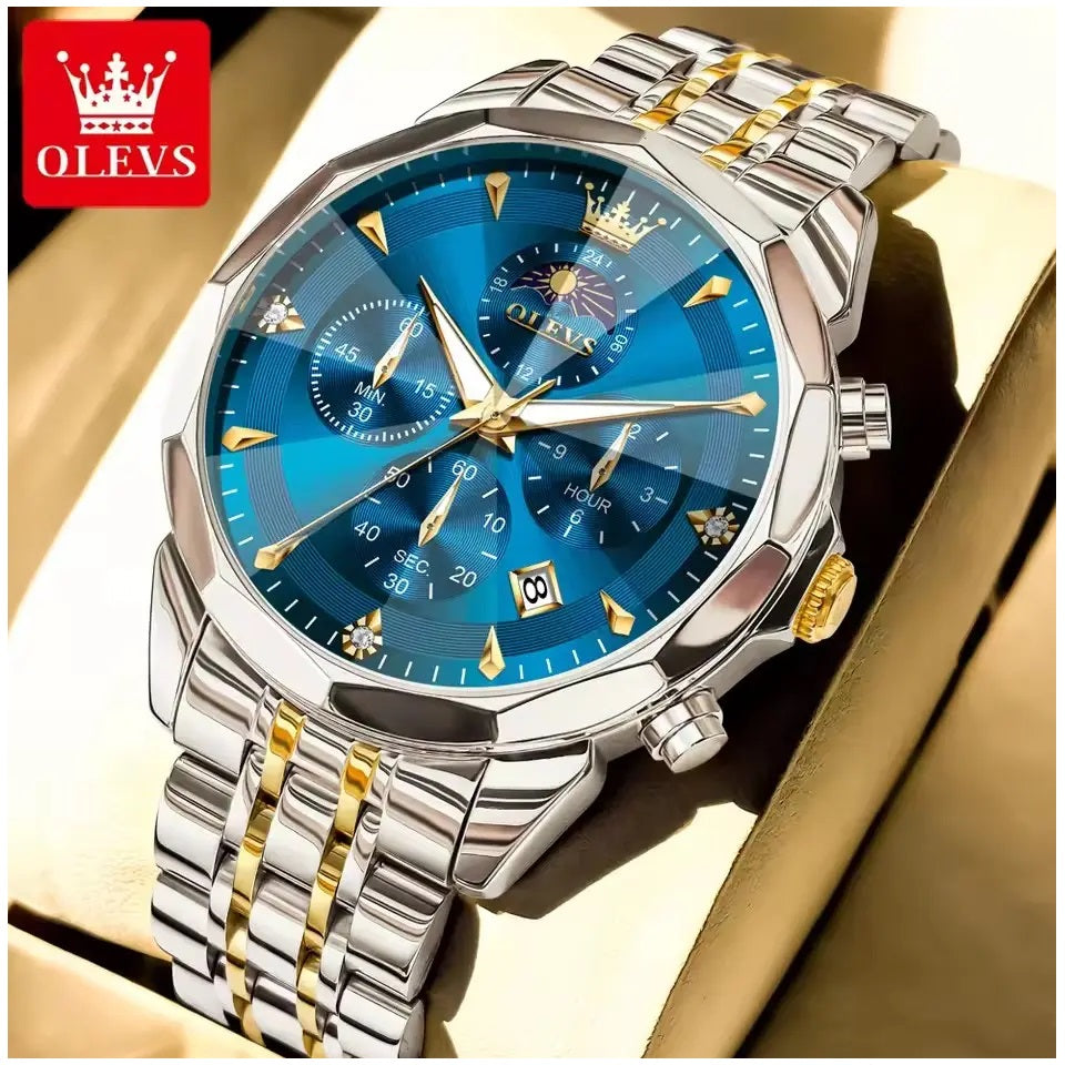Reloj Hombre Acero Inoxidable Azul con Cronógrafo