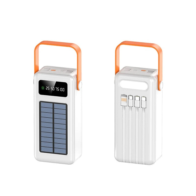 Power Bank Solar 40000mAh Cables Integrados Luz LED