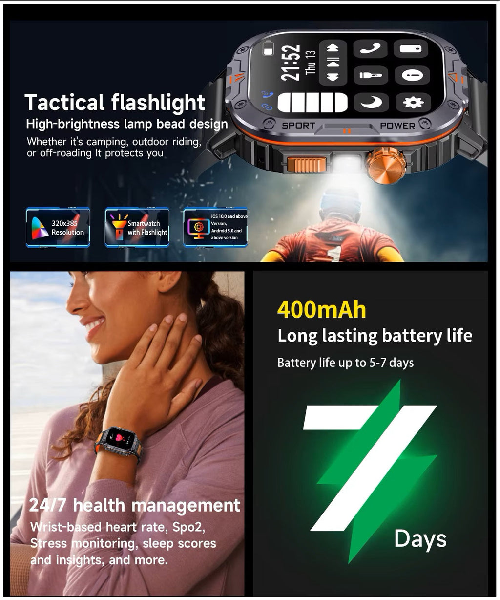 Smartwatch Deportivo NX20 Llamadas Bluetooth Música Linterna IP68