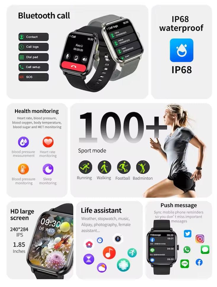 Smartwatch M12 1,83" Llamadas y Actividad Física
